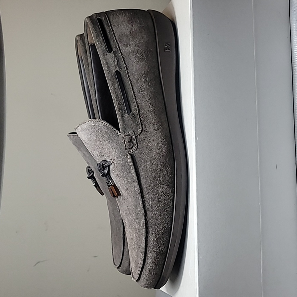 Ermenegildo Zegna gray suede leather tasseled loafers size 12 NWOB